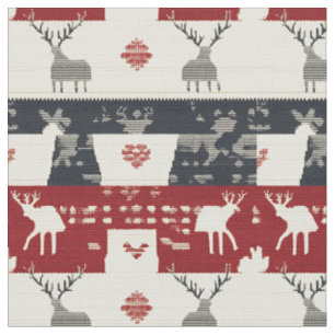 Rustic Nordic Reindeer & Snowflake   Sticka Mönste Tyg