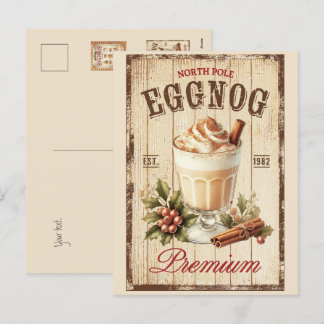 Rustic North Pole Eggnog Wood-bakgrund Helg Vykort
