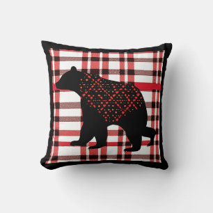 Rustic Northwood Black Bear Silhouette på inläggen Kudde