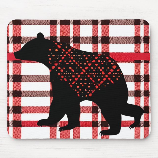 Rustic Northwood Black Bear Silhouette på inläggen Musmatta (Framsidan)