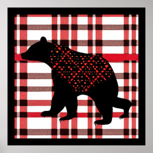 Rustic Northwood Black Bear Silhouette på inläggen Poster