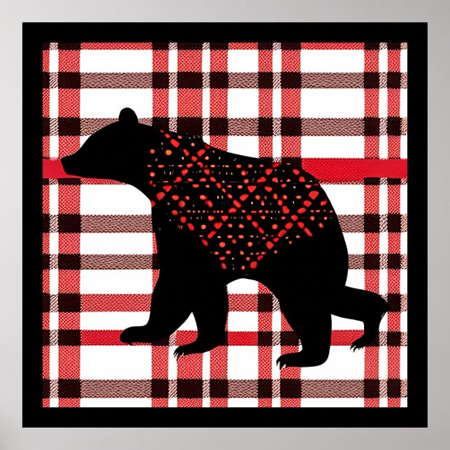 Rustic Northwood Black Bear Silhouette på inläggen Poster (Framsidan)