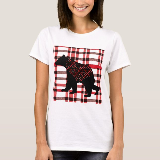 Rustic Northwood Black Bear Silhouette på inläggen T Shirt (Framsida)