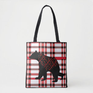 Rustic Northwood Black Bear Silhouette på inläggen Tygkasse