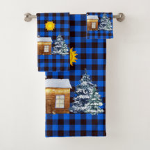 Rustic Northwood Winter Log Cabin Buffalo Play