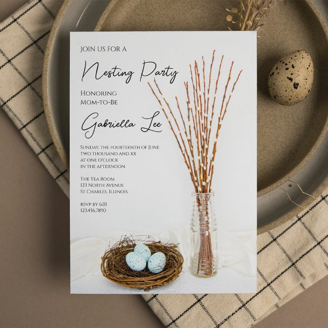 Rustic NTESTAC Party Blue Eggs Baby Shower Inbjudningar (Skapare uppladdad)