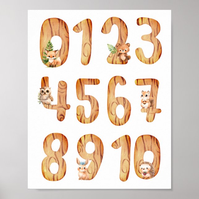 Rustic Numbers Boy Nursery Poster (Framsidan)