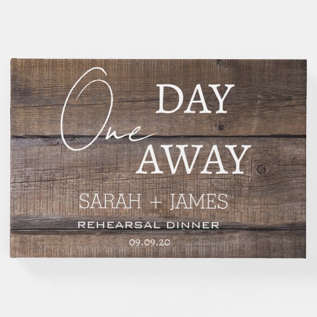 Rustic Oak En dag för evidensal Bröllop Gästböcker (Framsida)