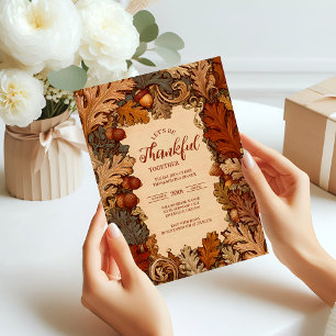 Rustic Oak Harvest Thanksgiving Firande Inbjudningar