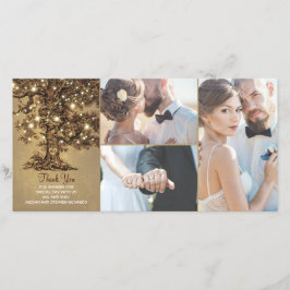 Rustic Oak Träd Ljus Bröllop Tack Kort