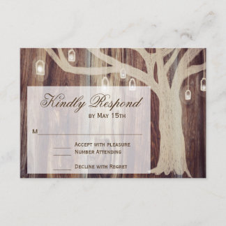 Rustic Oak Träd Ljus Wood Bröllop OSA Card Kort