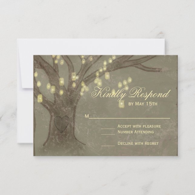 Rustic Oak Träd Mason Burk Bröllop OSA Card (Framsida)
