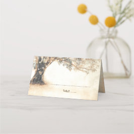 Rustic Oak Träd och Carved Heart Bröllop Placeringskort