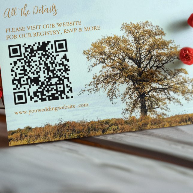 Rustic Oak Tree Autumn Wedding Details Tilläggskort (Skapare uppladdad)