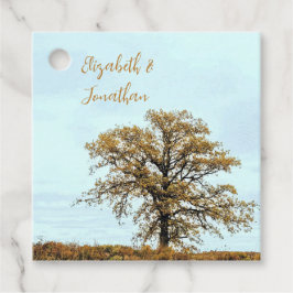 Rustic Oak Tree Autumn Wedding Gåvor Etiketter