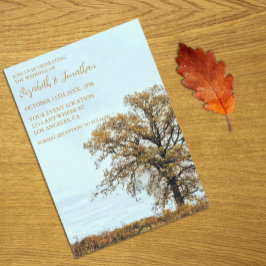 Rustic Oak Tree Autumn Wedding Inbjudningar