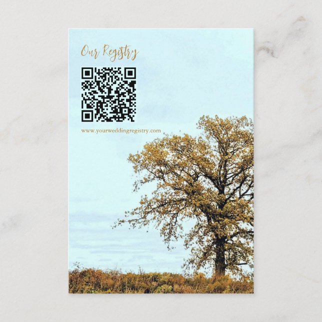 Rustic Oak Tree Autumn Wedding Registry Tilläggskort (Framsida)