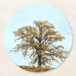 Rustic Oak Tree Autumn Wedding Underlägg Papper Rund