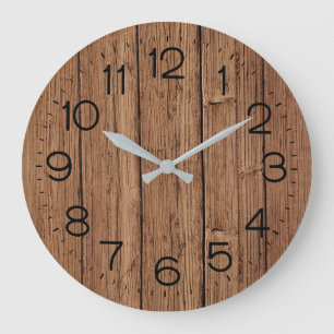 Rustic Oak Wood Stor Klocka