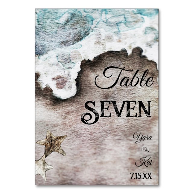 Rustic Ocean | Beach-Bordsnummer-kort Bordsnummer (Framsidan)