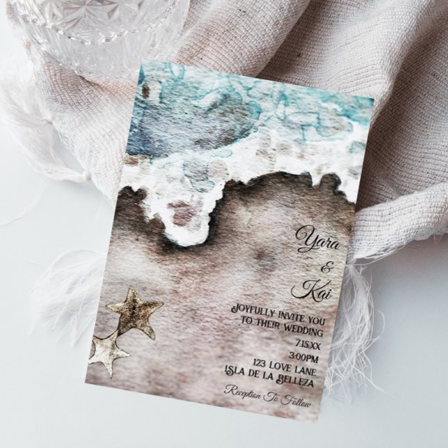 Rustic Ocean | Beach Destinationsbröllop Inbjudningar (Skapare uppladdad)