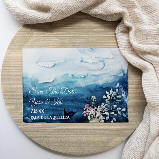 Rustic Ocean Flat Save Date Card Spara Datumet (Skapare uppladdad)