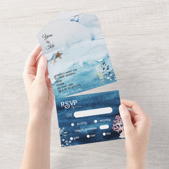 Rustic Ocean Menu Choice OSA Bröllop allt i ett I (Tearaway)