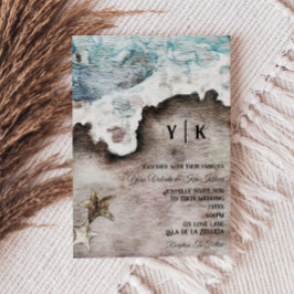 Rustic Ocean | Monogram Bröllop för bestämmelseort Inbjudningar