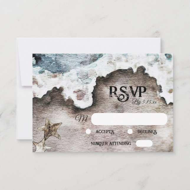 Rustic Ocean | Monogramsvar på mål för persikor pe OSA Kort (Framsida)