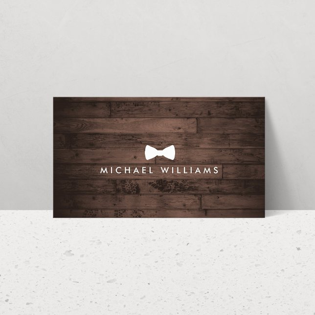 Rustic och raffinerad Manar Bow Tie Logotyp Brown  Visitkort (Skapare uppladdad)