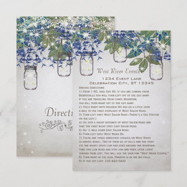 Rustic och Romantic Mason Burk under stjärnor Inbjudningar (Fram/baksida)