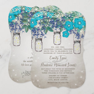 Rustic och Romantic Mason Burk under stjärnor Inbjudningar