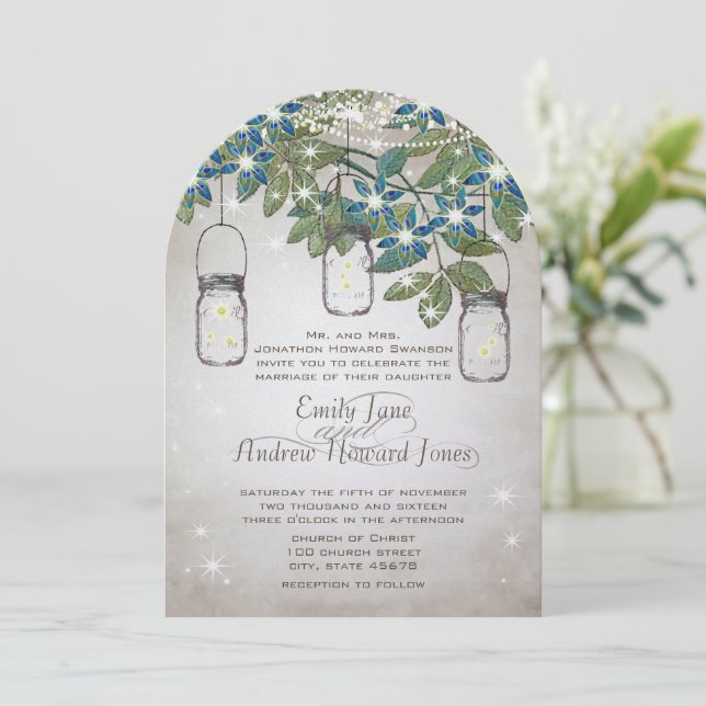 Rustic och Romantic Mason Burk under stjärnor Inbjudningar (Stående Fram)