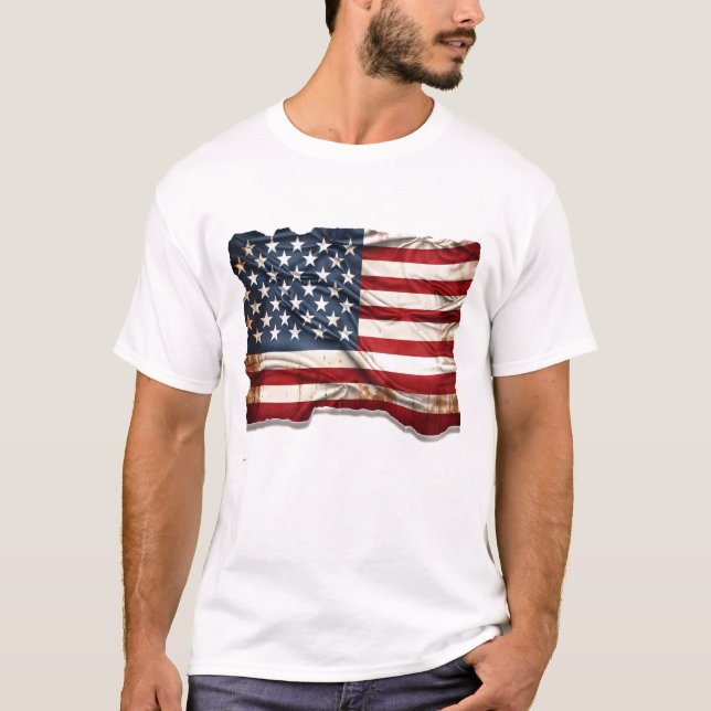 Rustic och Västra amerikanska flagga T Shirt (Framsida)