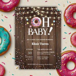 Rustic Oh Baby Donut & Sprinkle Kawaii Baby Shower Inbjudningar