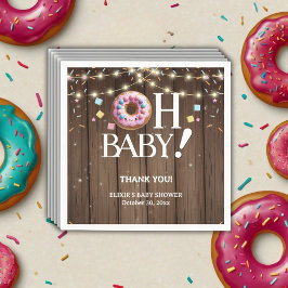 Rustic Oh Baby Donut & Sprinkle Kawaii Baby Shower Pappersservett