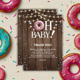 Rustic Oh Baby Donut & Sprinkle Kawaii Baby Shower Tack Kort