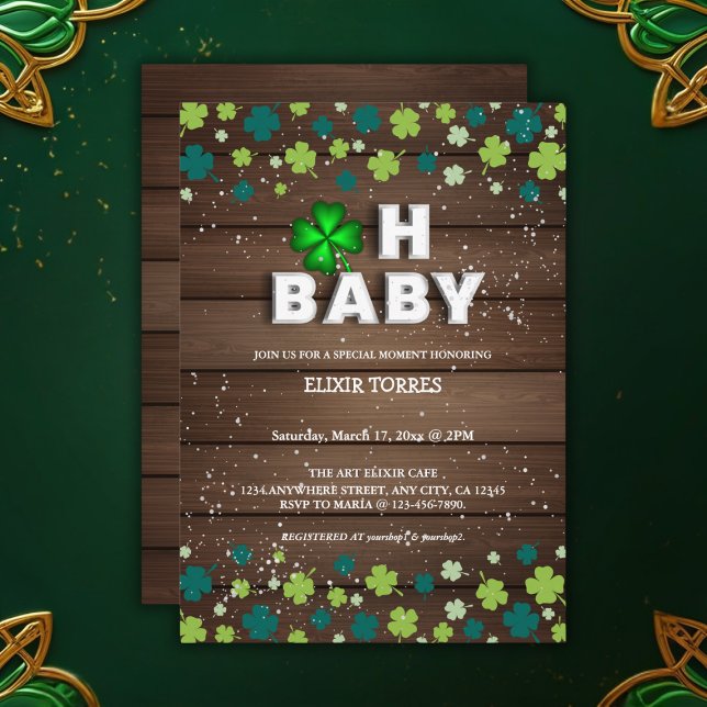 Rustic Oh Baby St. Patrick Day Baby Shower Inbjudningar (Skapare uppladdad)