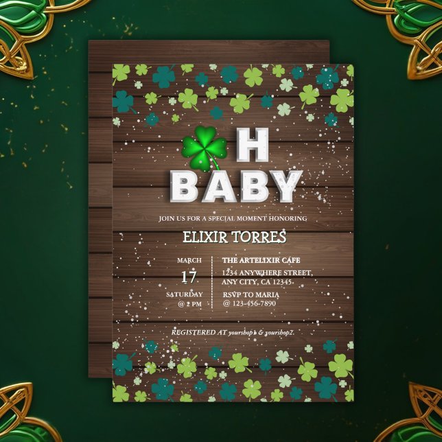 Rustic Oh Baby St. Patrick Day Baby Shower Inbjudningar (Skapare uppladdad)