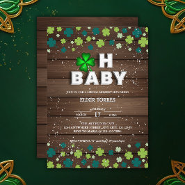 Rustic Oh Baby St. Patrick Day Baby Shower Inbjudningar