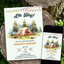 Rustic Oh Boy Camping Baby Shower Party Inbjudningar