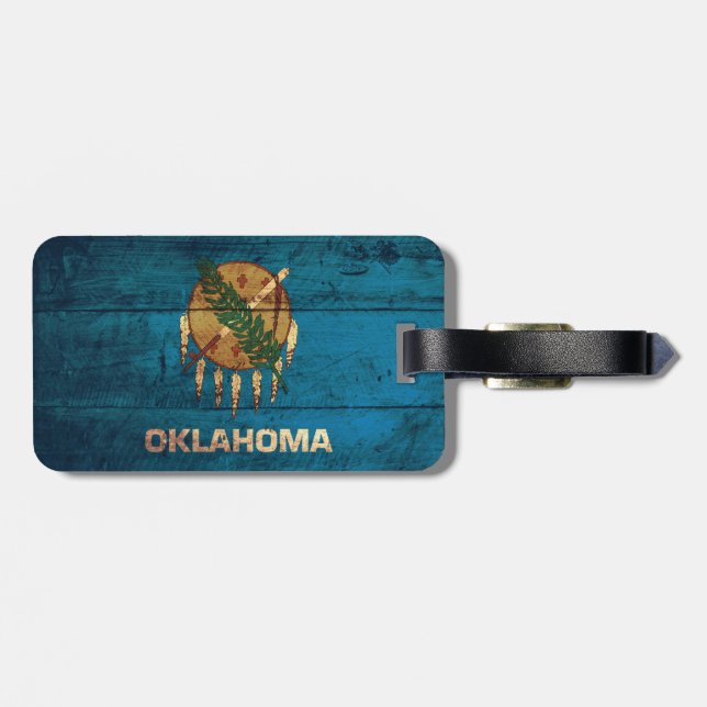 Rustic Oklahoma Statlig flagga Luggage Tag Bagagebricka (Baksida Vågrät)