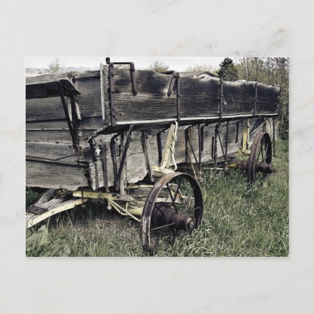 Rustic Old Antique Farm Wagon Vykort (Framsida)
