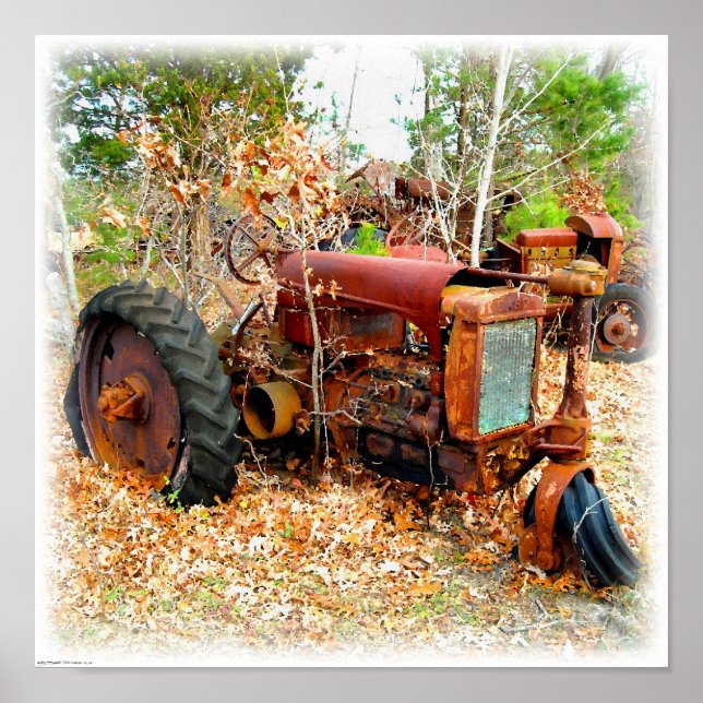 Rustic Old Junk Yard Farm Tractor Poster (Framsidan)
