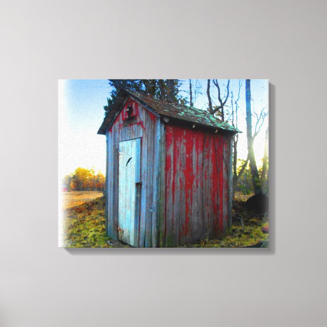 Rustic Old Junk Yard Outhouse Canvastryck (Framsida)