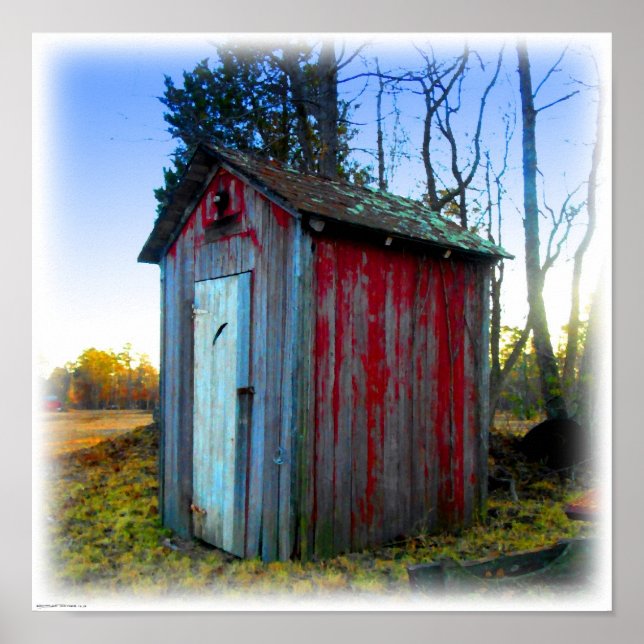 Rustic Old Junk Yard Outhouse Poster (Framsidan)