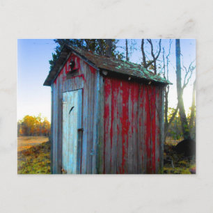 Rustic Old Junk Yard Outhouse Vykort
