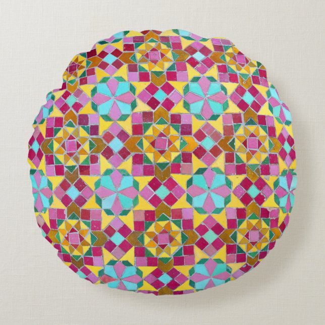 Rustic Old Mosaic Cushions Rund Kudde (Framsidan)