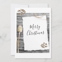 Rustic Old Paper Merry Christmas Script  Holiday C Julkort
