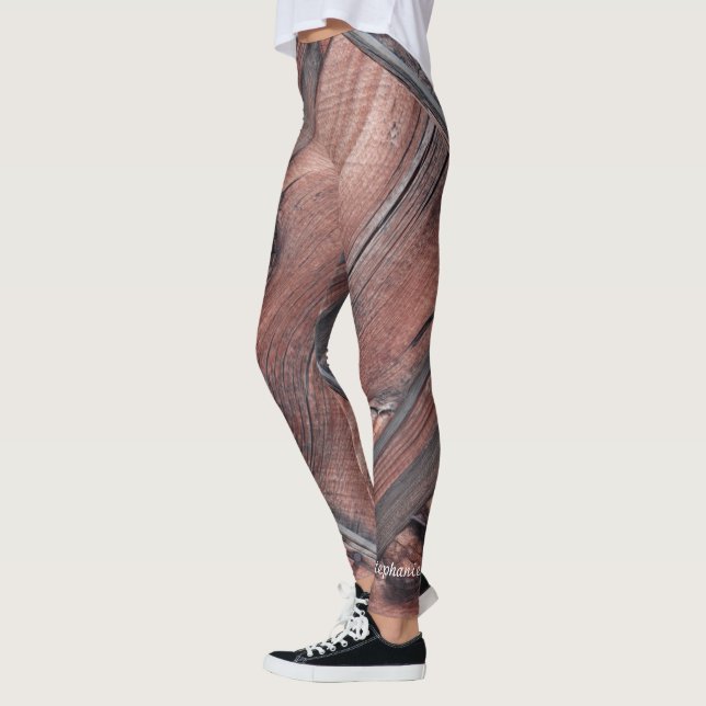 Rustic Old Red Barn Siding Leggings med Namn (Vänster)
